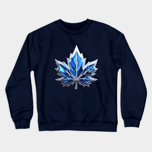 Blue Maple Leaf Badge Crewneck Sweatshirt by DavidLoblaw